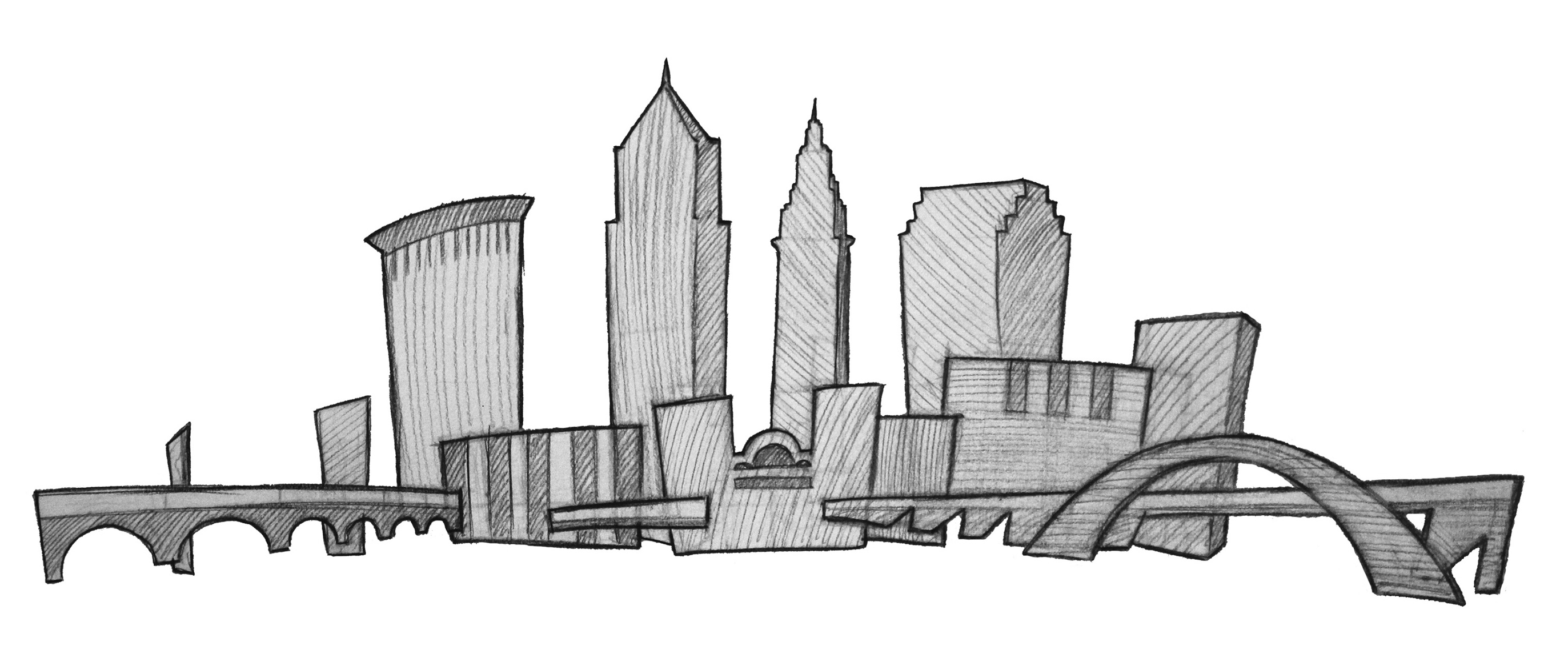 2745x1173 Riw Introduces Urban Iron Wall Sculpture Series Rose Iron Works - Cleveland Skyline Sketch