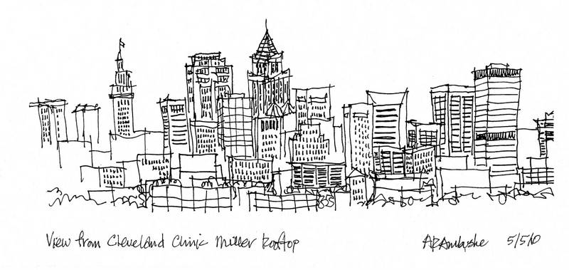 800x379 About Hfp Ambuske Architects Inc - Cleveland Skyline Sketch
