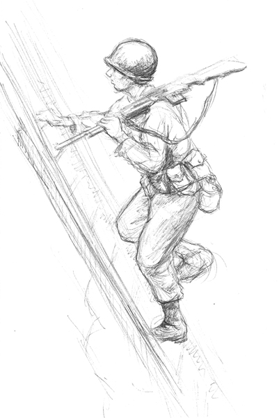 401x600 Climbing Ladder With B.a.r. Wwii Gis - Climbing Sketch