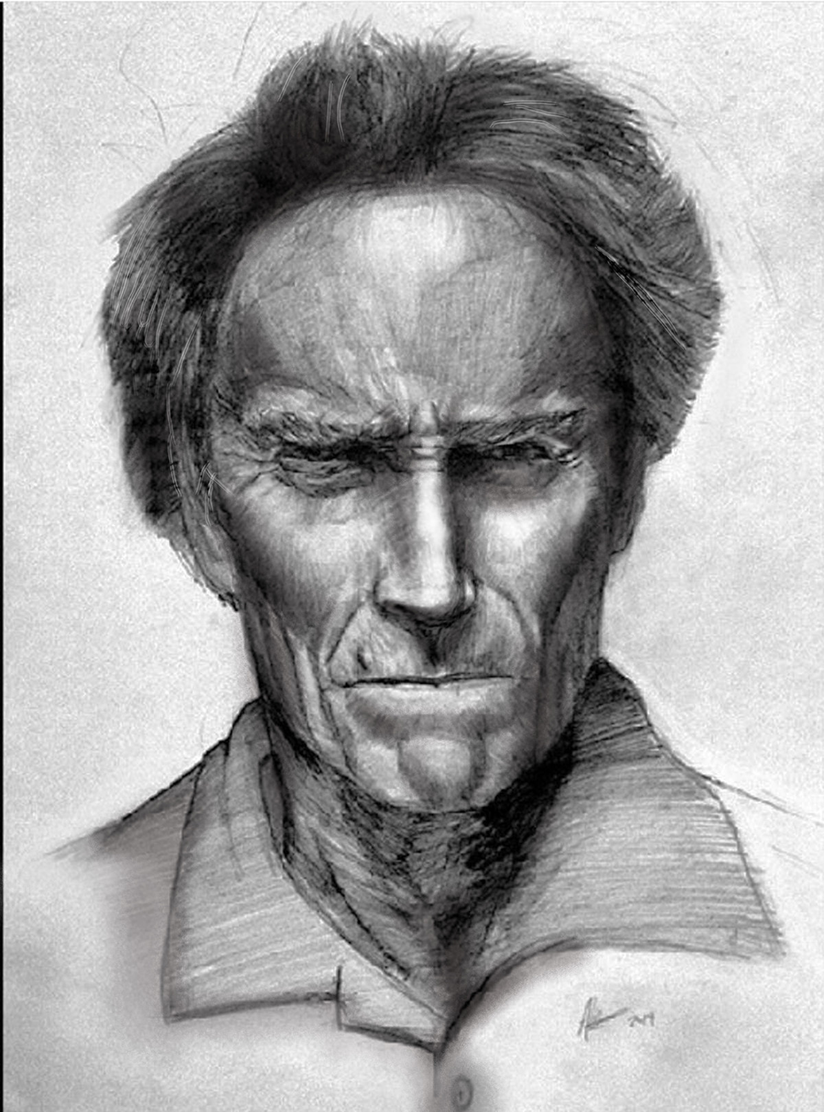 1200x1618 Clint Eastwood Portrait Drawing On Behance - Clint Eastwood Sketch