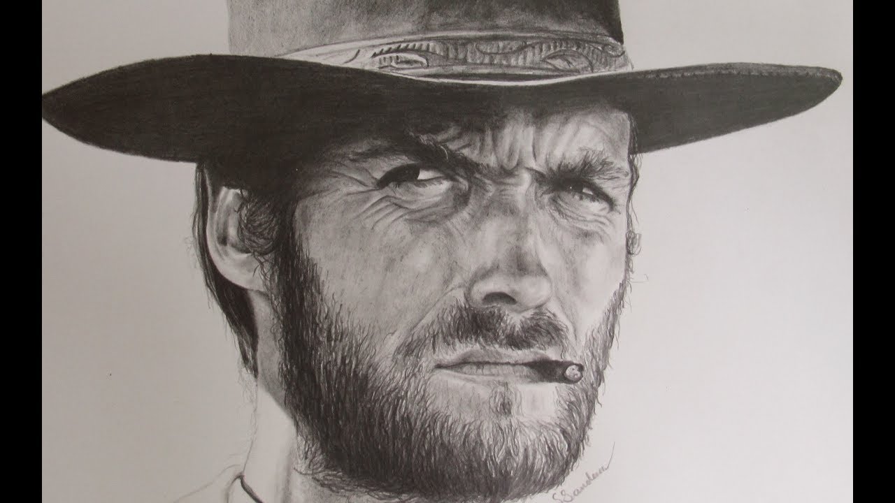1280x720 Drawing Clint Eastwood - Clint Eastwood Sketch
