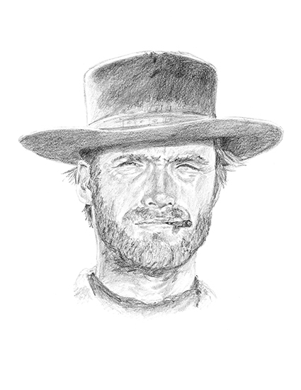 425x550 Blondie (Clint Eastwood) A Portrait Drawing Video - Clint Eastwood Sketch