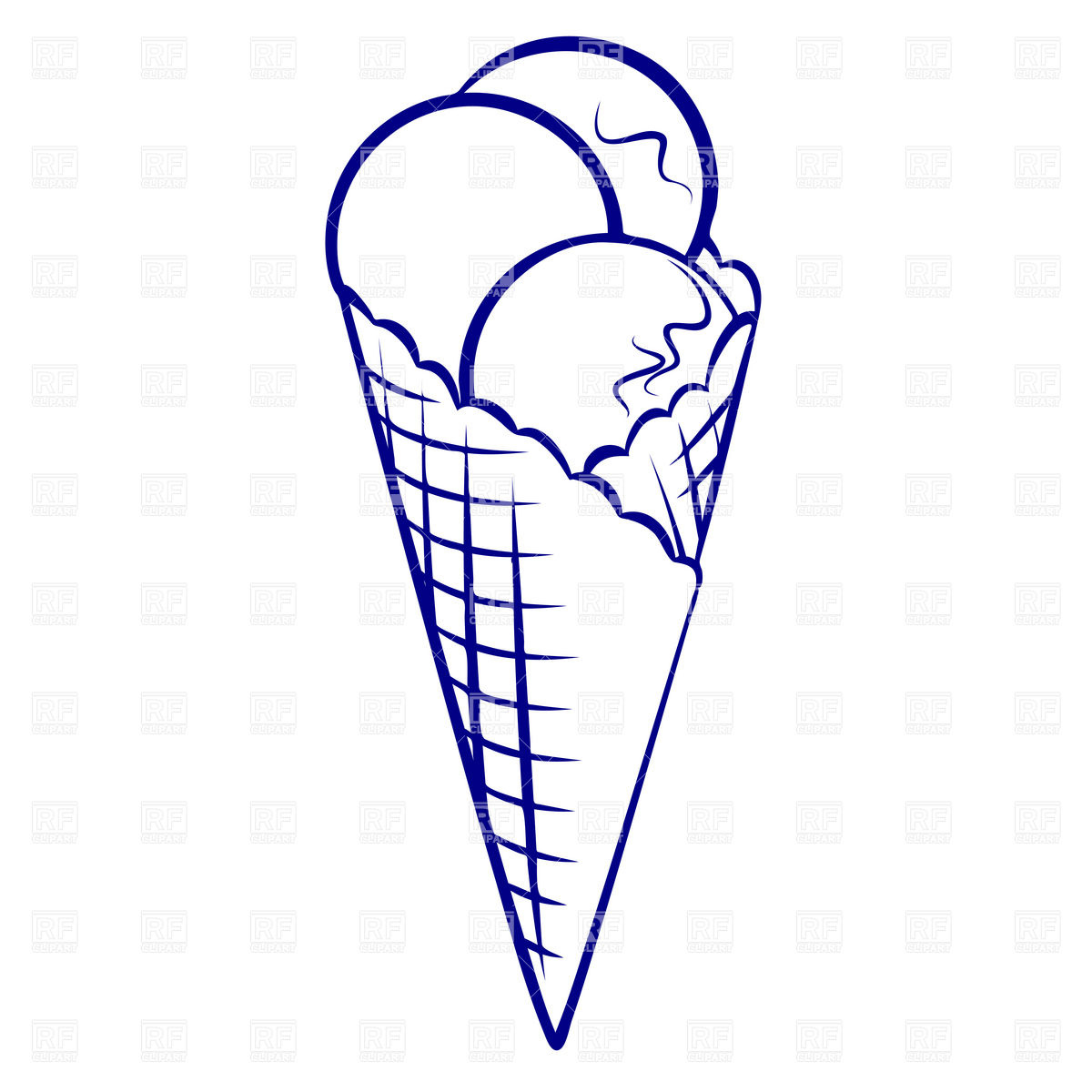 1200x1200 Ice Cream Cone Sketch Vector Image Vector Artwork Of Food And - Clip Sketch