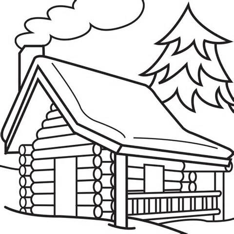 480x480 Log Cabin Woods Sketch Templates Line Drawingstemplates - Clip Sketch