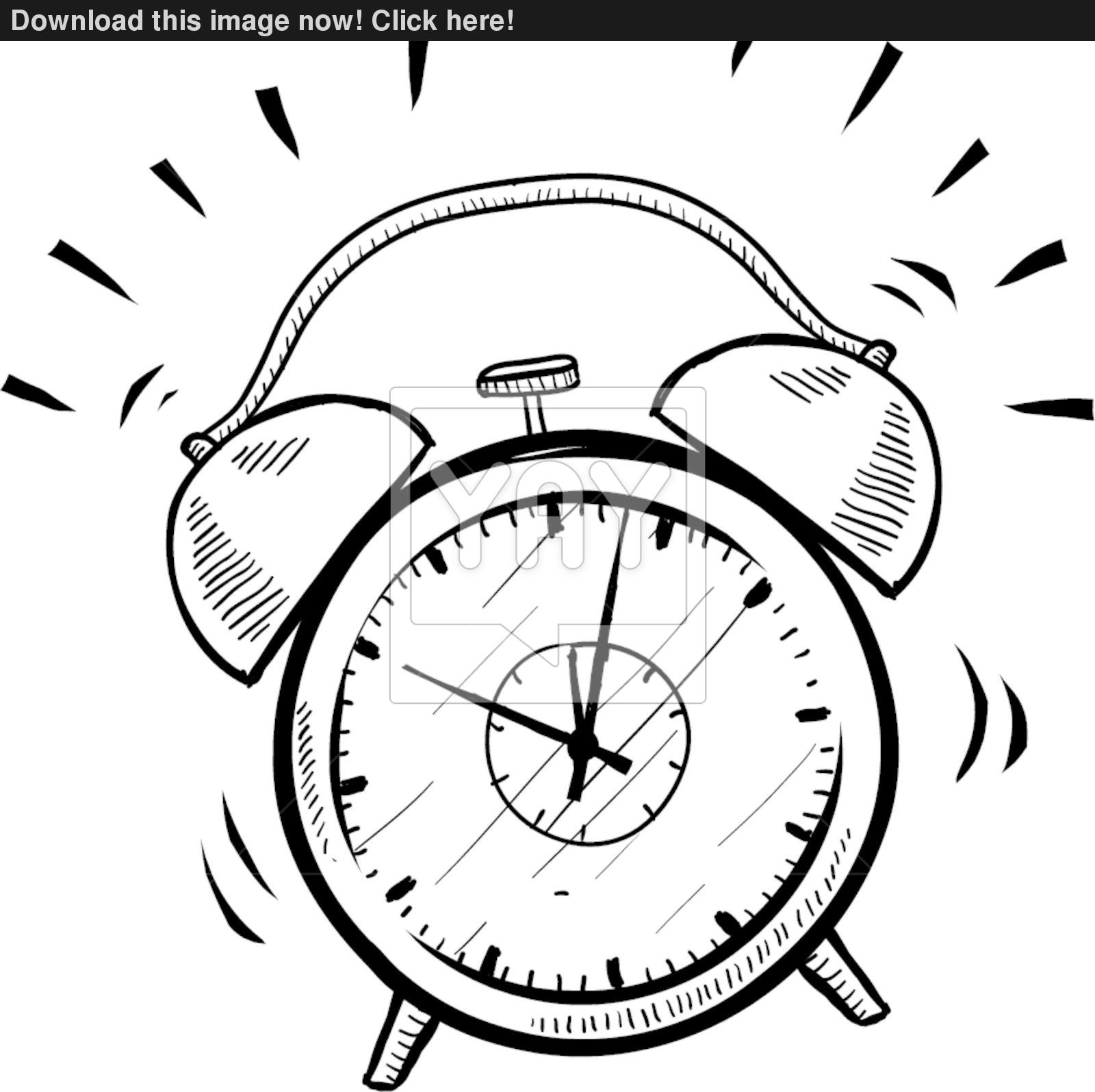 1600x1595 Retro Alarm Clock Vector Sketch Vector - Clock Sketch