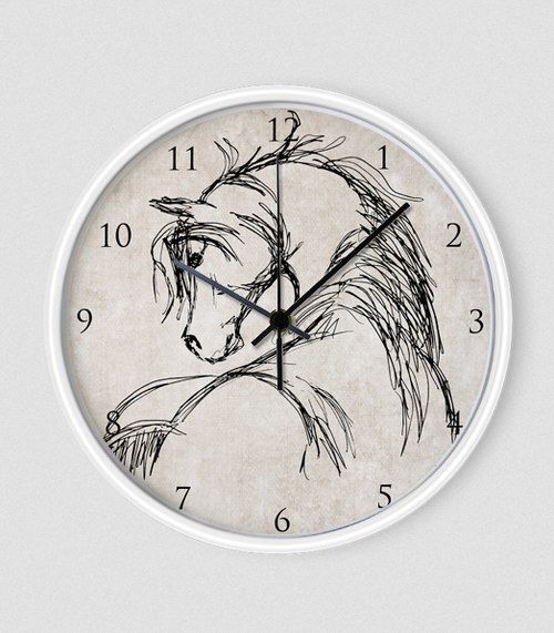 500x571 Rustic Horse Head Sketch Wall Clock - Clock Sketch