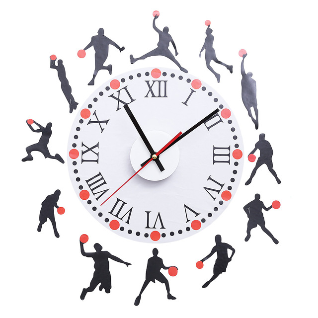 640x640 Basketball Player Sport Sketch Pattern Creative Removable Roman - Clock Sketch