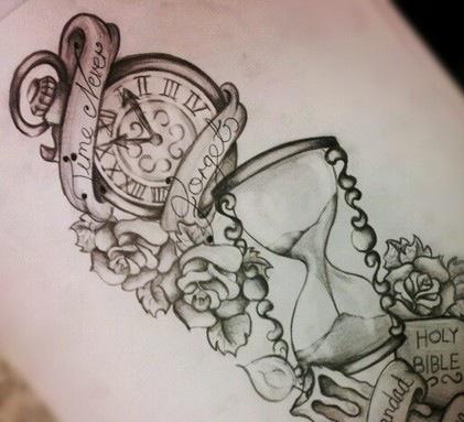 421x383 Skull In Clock Tattoo Sketch Tattoo Ideas - Clock Sketch Tattoo