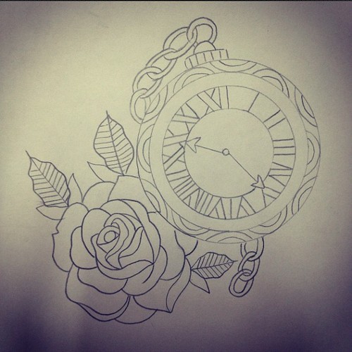 Clock Sketch Tattoo at PaintingValley.com | Explore collection of Clock ...