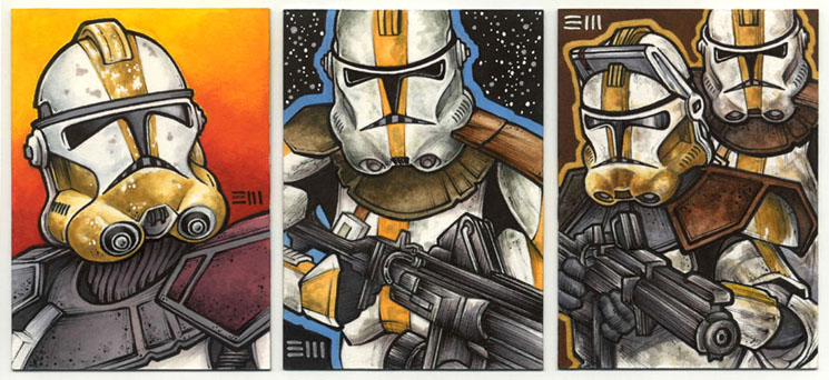 745x342 Clone Troopers Sketch Cards By Erik Maell - Clone Trooper Sketch