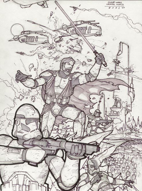 494x663 Clone Wars Rough Draft By Ryanbodenheim - Clone Wars Sketch
