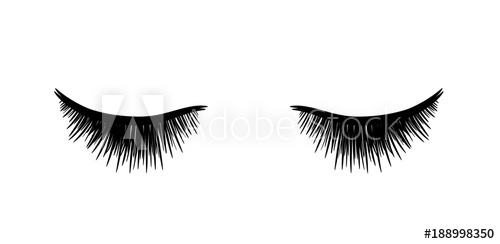 500x244 Eyelashes Extension, A Hand Drawn Vector Sketch Illustration Of - Closed Eyes Sketch