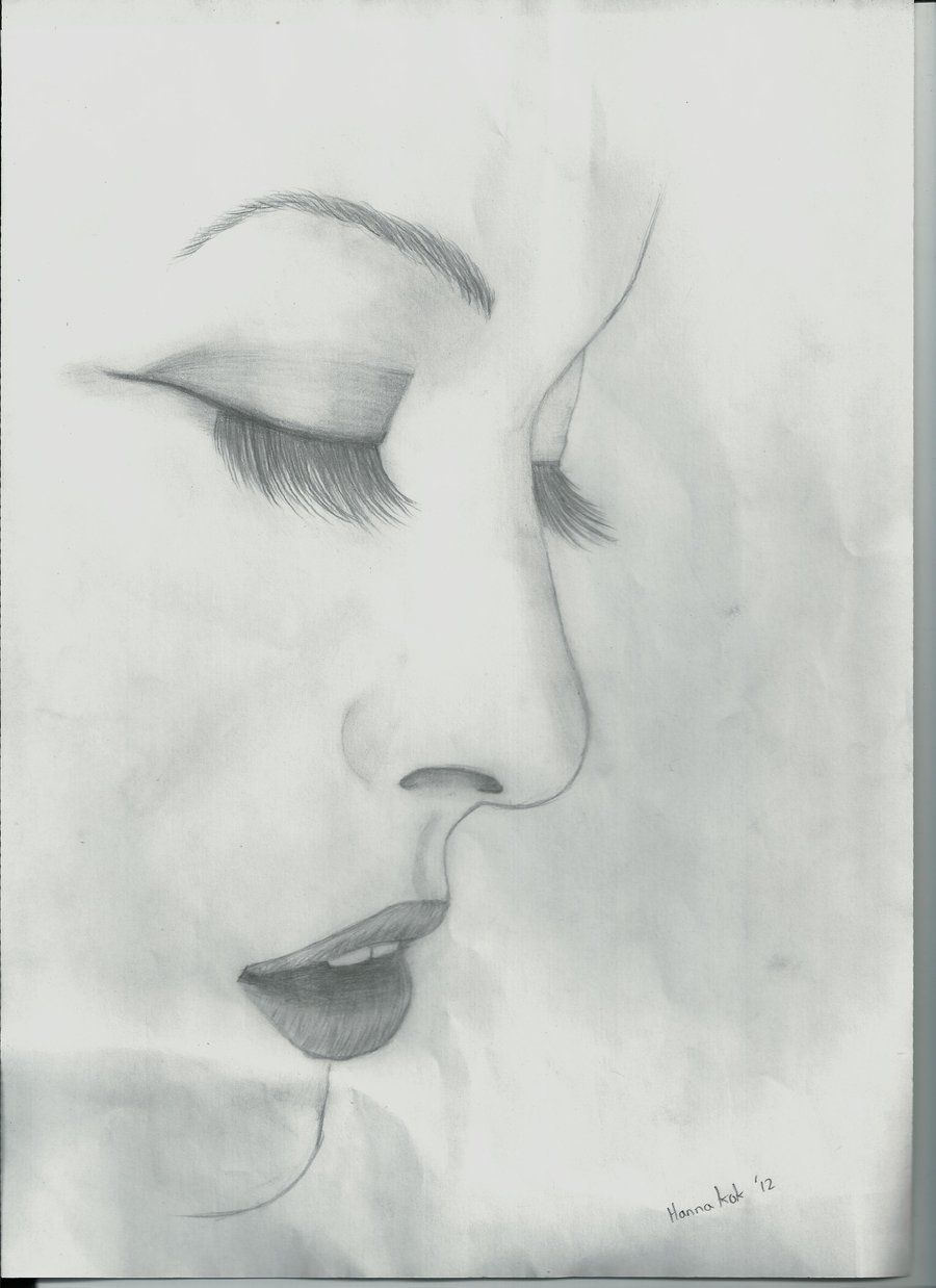 900x1238 Sketched Face With Eyes Closed - Closed Eyes Sketch