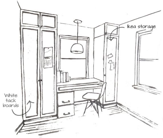 573x485 Small Bedroom Into A Walk In - Closet Sketch