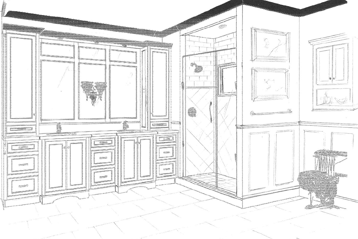 1362x910 Shafer Sketch Master Bath Closet Remodel, Bath And - Closet Sketch