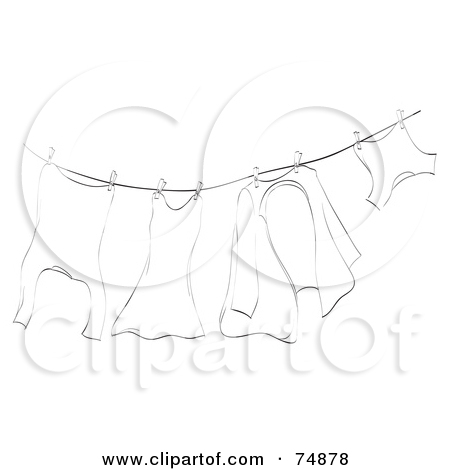 450x470 Laundry Line Clipart - Clothesline Sketch
