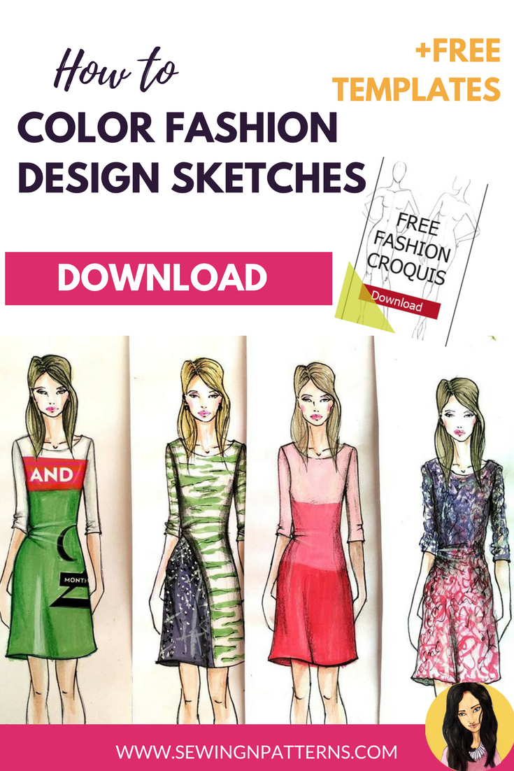 735x1102 How To Color Fashion Design Sketches Quick And Easy Tutorial - Clothing Design Sketches