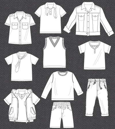 400x450 Set Of Isolated Fashion Flats For Boys Kidsfashionvector Cute - Clothing Sketches