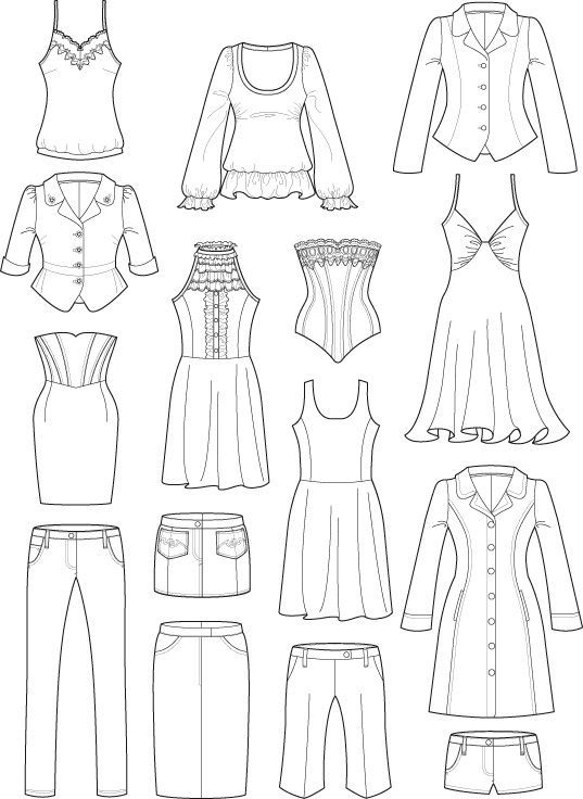 537x736 Clothes Draw Printable - Clothing Sketches Templates