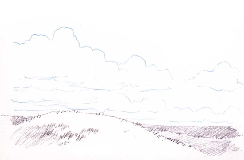 807x531 How To Draw Clouds In Perspective - Cloud Pencil Sketch