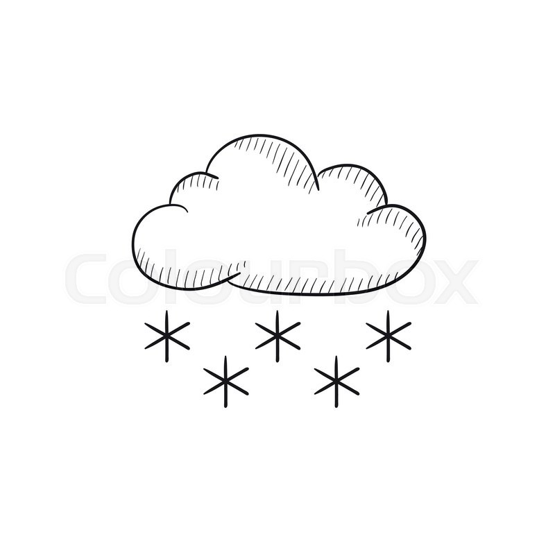 800x800 Cloud With Snow Vector Sketch Icon Isolated On Background. Hand - Cloud Sketch Images