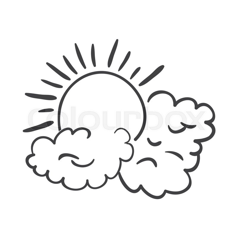 800x800 Silhouette Of Sun And Clouds Icon. Draw And Sketch Design. Vector - Cloud Sketch Images