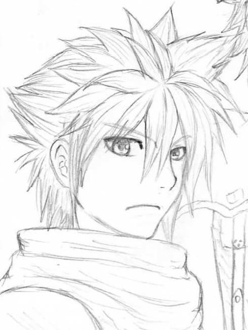 490x651 Cloud Strife Sketch By Easteregg23 - Cloud Strife Sketch
