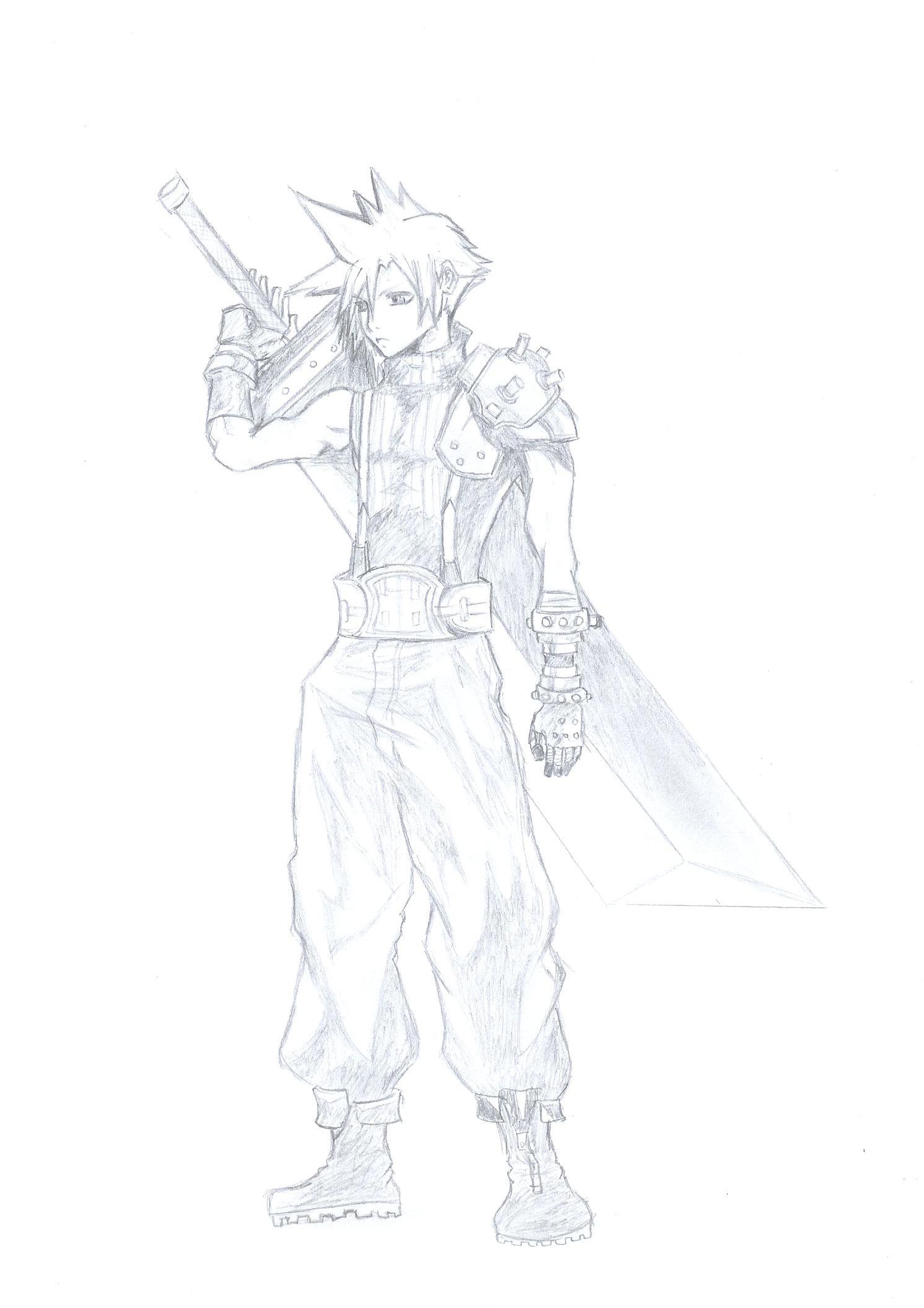 1492x2112 Cloud Strife Sketch Image - Cloud Strife Sketch