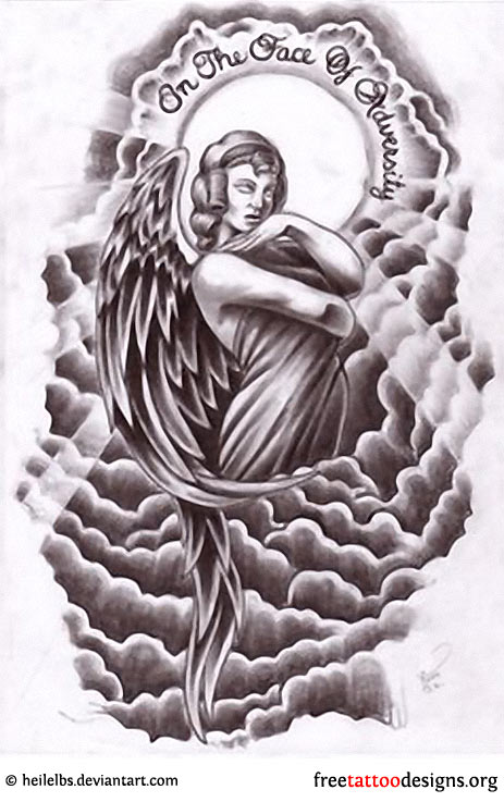 463x737 Angel Tattoos Angel Wings, Guardian Angel And St Michael Designs - Cloud Tattoo Sketches