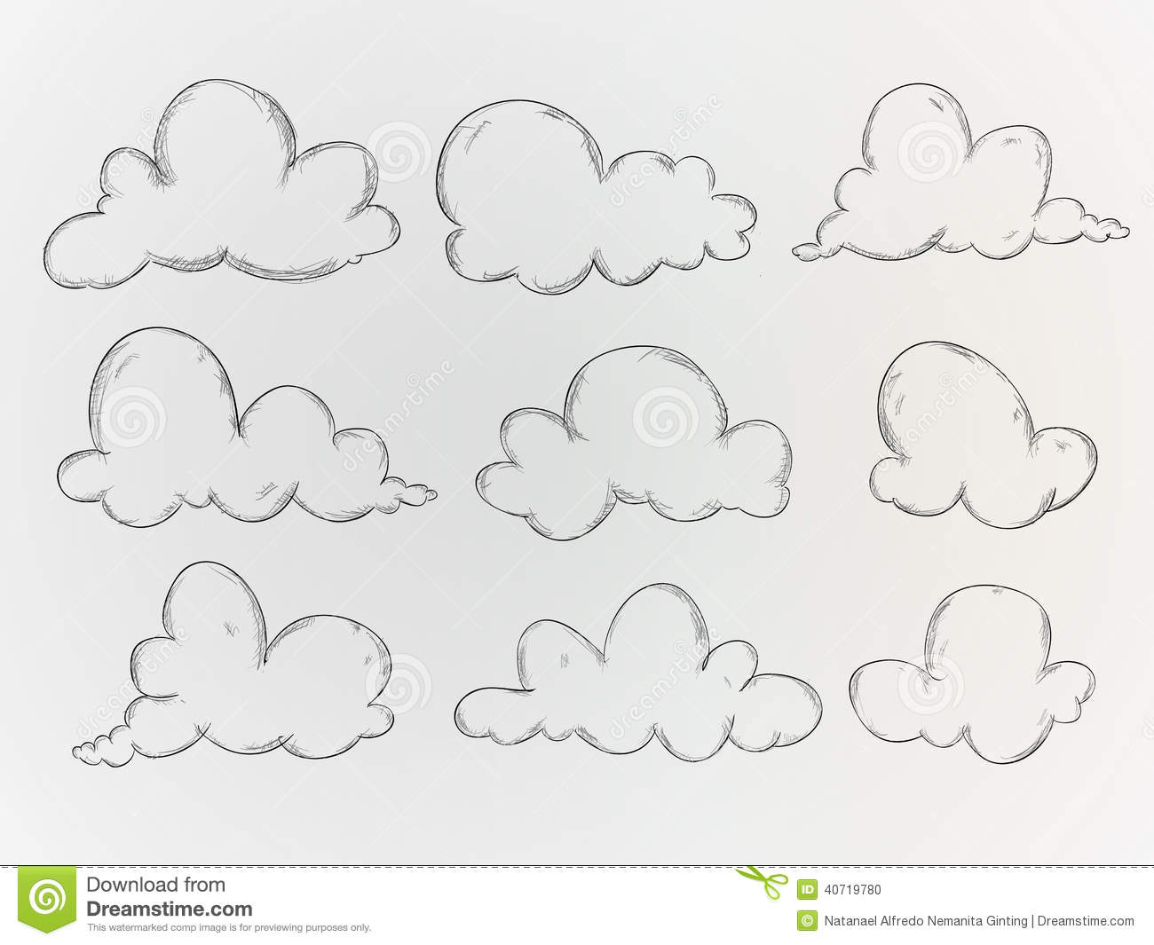 1300x1065 Sketch Of Cloud Clouds Sketch Vector Pack Stock Vector - Clouds Sketch