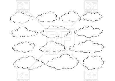 400x283 Sketch Of Clouds Vector Image Vector Artwork Of Signs, Symbols - Clouds Sketch