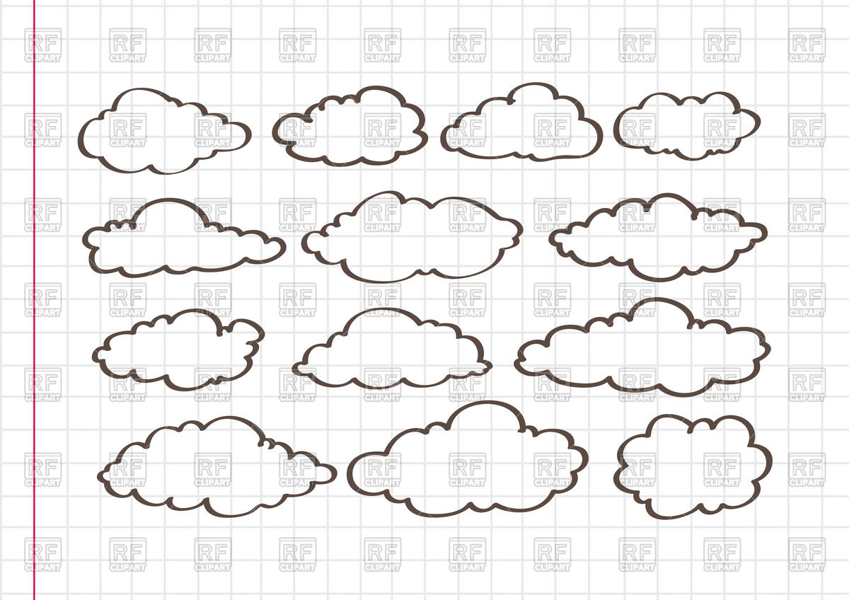 1200x848 Sketch Of Clouds On Notebook Sheet Background Vector Image - Clouds Sketch