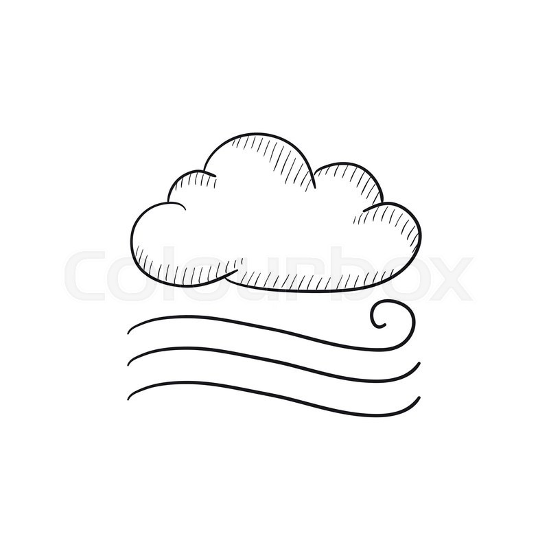 800x800 Windy Cloud Vector Sketch Icon Isolated On Background. Hand Drawn - Clouds Sketch