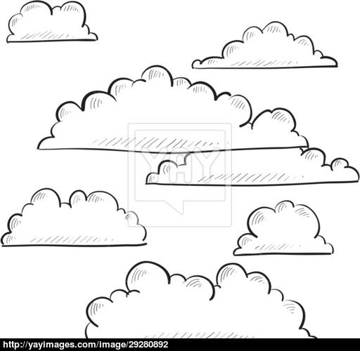 512x500 Clouds Sketch Vector - Clouds Sketch