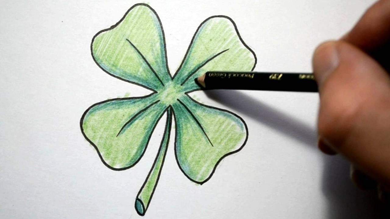 1280x720 How To Draw A Four Leaf Clover - Clover Sketch