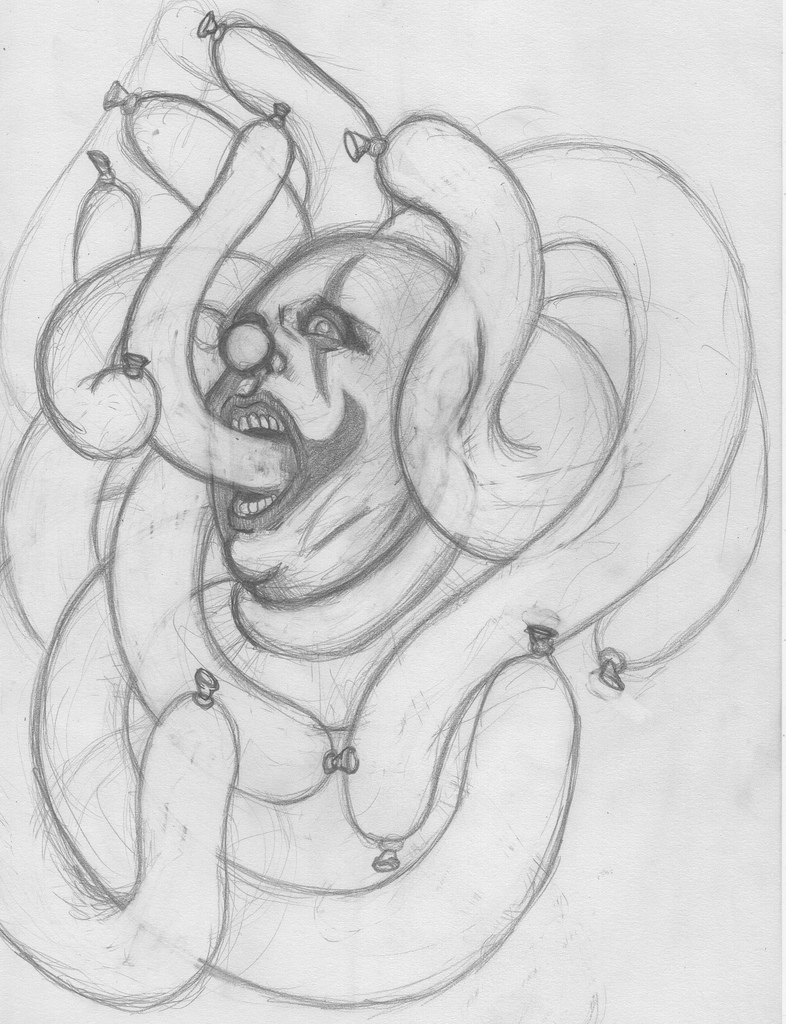 786x1024 Demise Of The Clown Sketch 2012, Graphite On Paper - Clown Sketch