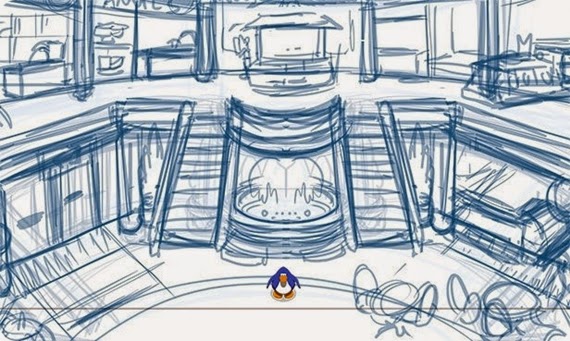 570x341 Club Penguin New School Amp Skate Party Room Sketch Sneak Peek - Club Penguin Sketch
