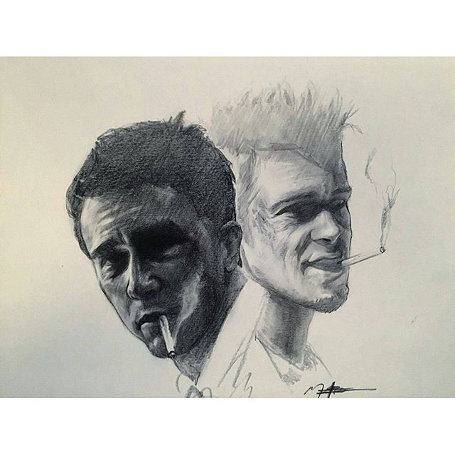 640x640 Fight Club Pencil Sketch - Club Sketch