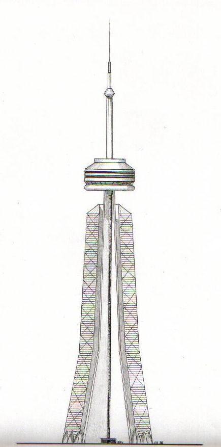 435x877 Edward Tabachnik Artist And Designer - Cn Tower Sketch
