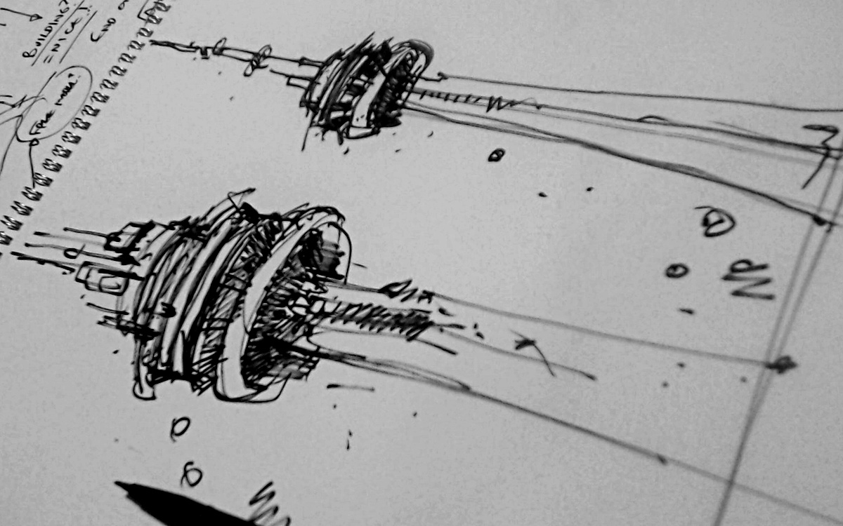 1200x750 Make A Skyscraper In 3d Graphics - Cn Tower Sketch