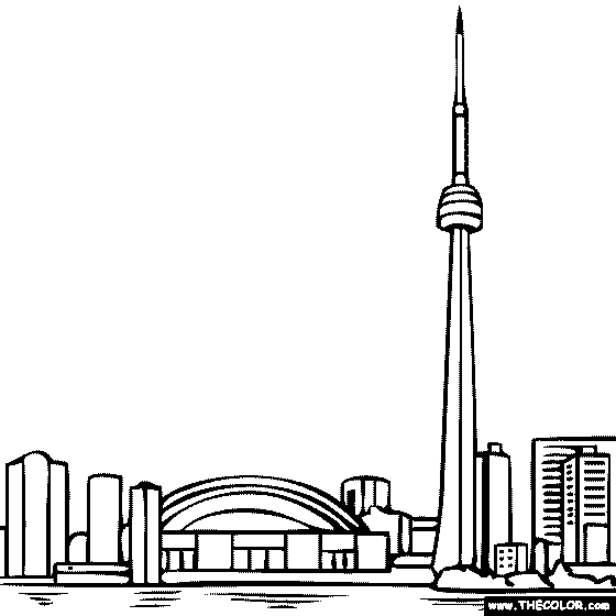 560x560 Online Coloring Pages Starting With The Letter C - Cn Tower Sketch
