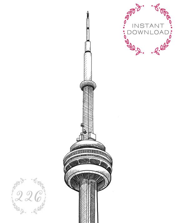 Cn Tower Sketch at PaintingValley.com | Explore collection of Cn Tower ...