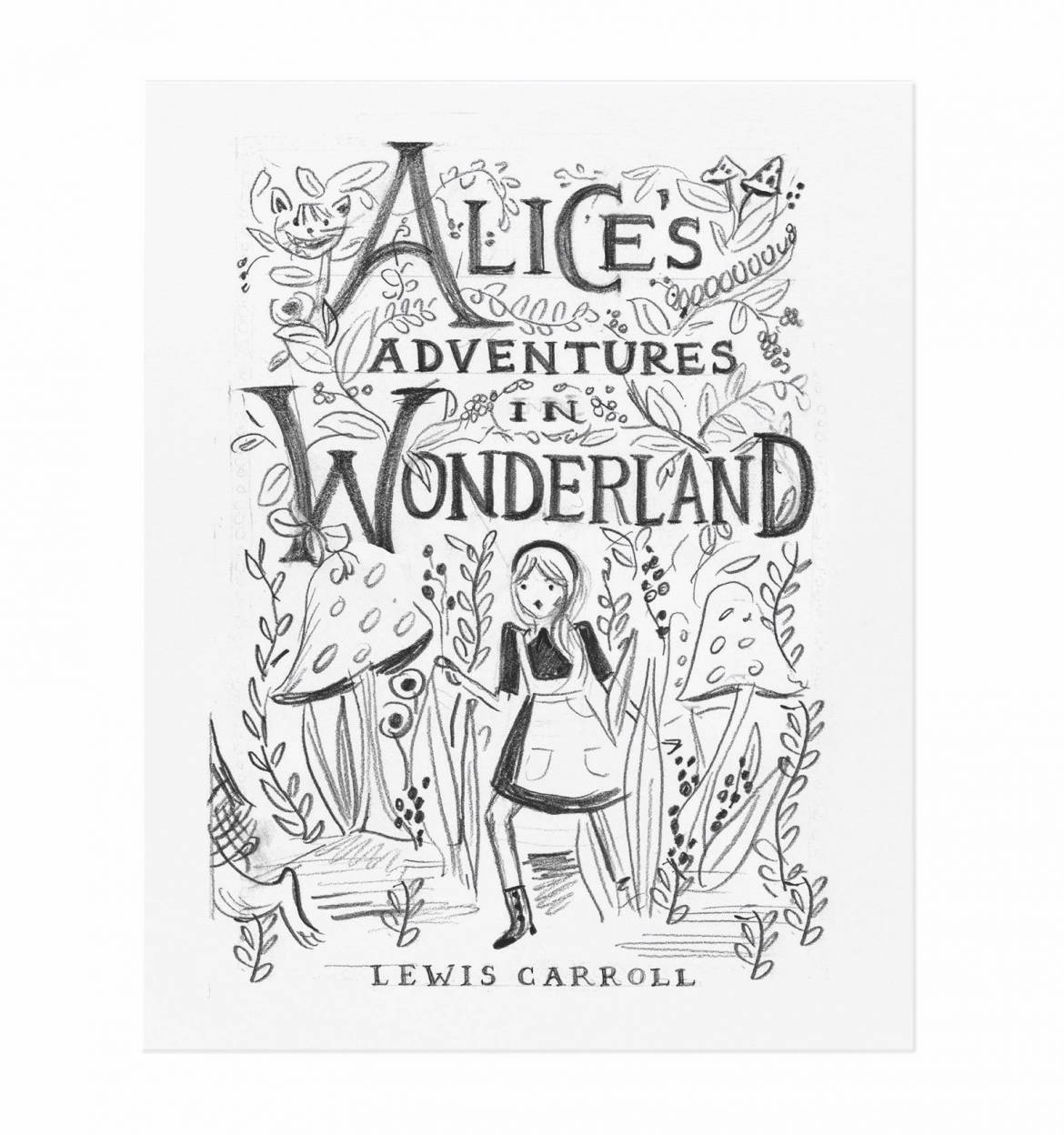 1170x1248 Alice Sketch Art Print By Rifle Paper Co. Made In Usa - Co Sketch