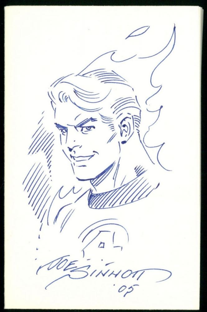 665x1000 Joe Sinnott Signed The Human Flame 3x5 Sketch (Jsa Coa) - Coa Sketch