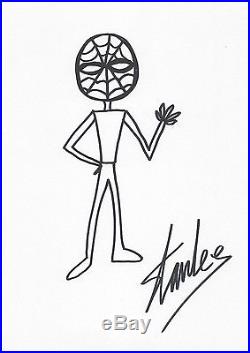 250x353 Stan Lee Rare Original Hand Drawn Spiderman 11 12 X8' Signed - Coa Sketch