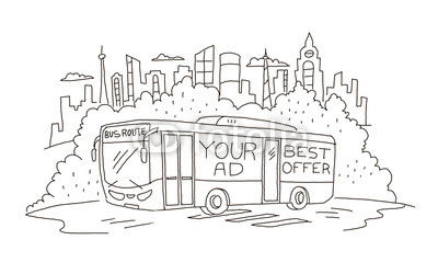 400x250 Passenger Carrying Coach Bus With Advertising Sketch. Buy Photos - Coach Sketch