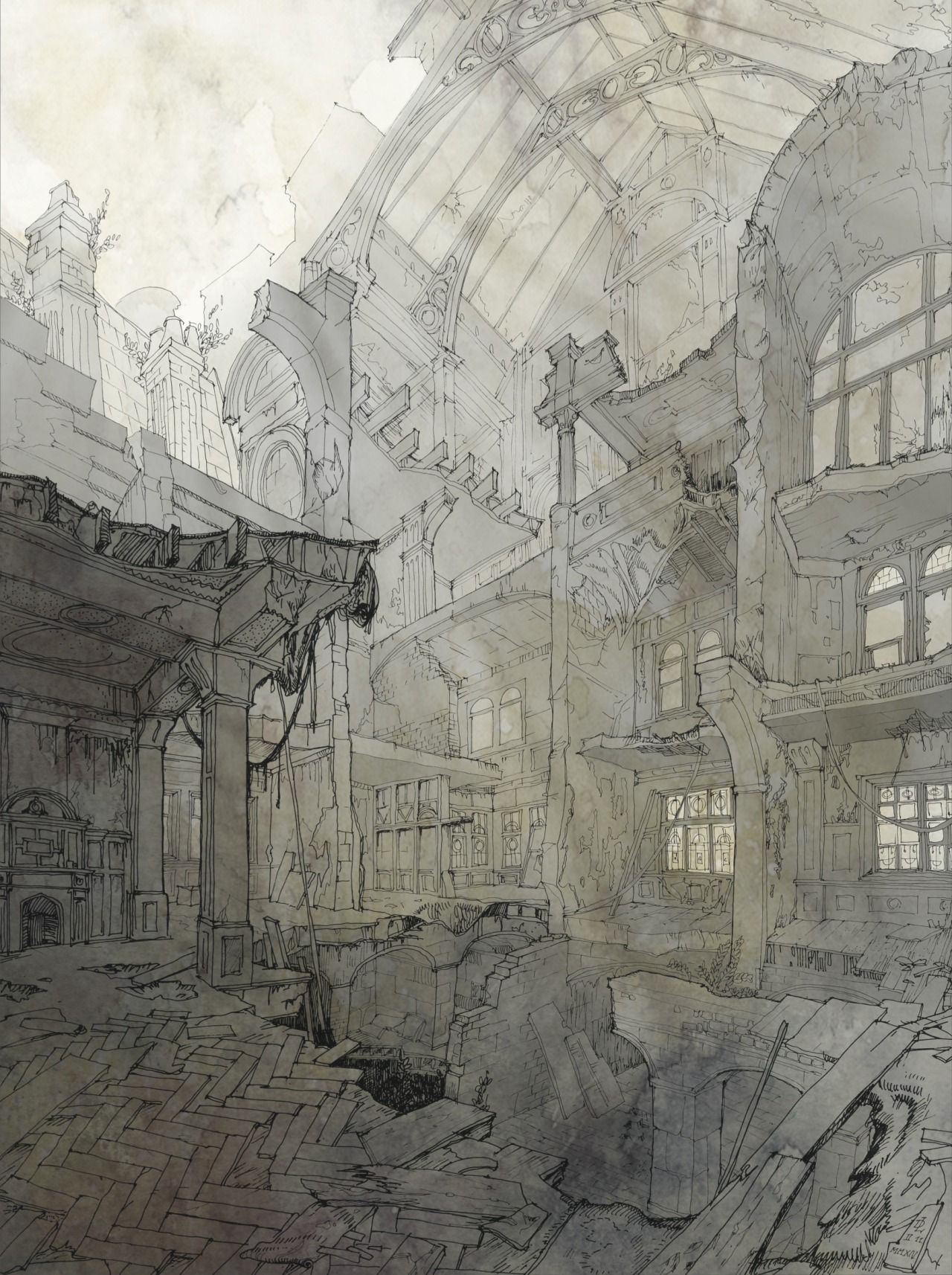 1280x1714 Dan Liu, Capriccio Of Coal Exchange. Architecture Sketches - Coal Sketches