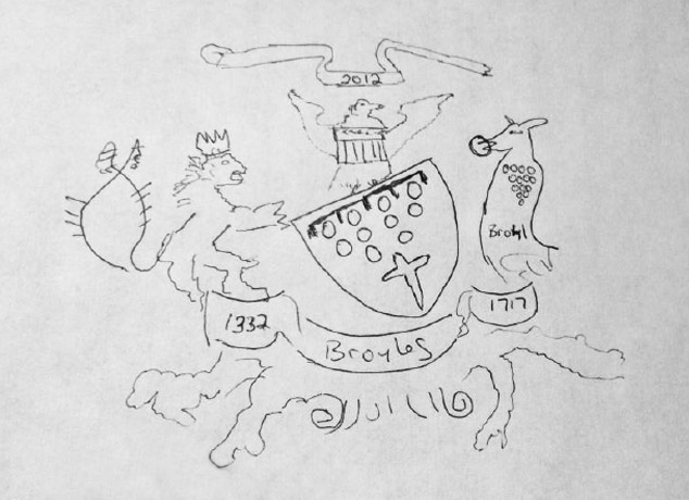 634x460 Family Crestcoat Of Arms For The Broyles, A St. Louis Metro East - Coat Of Arms Sketch