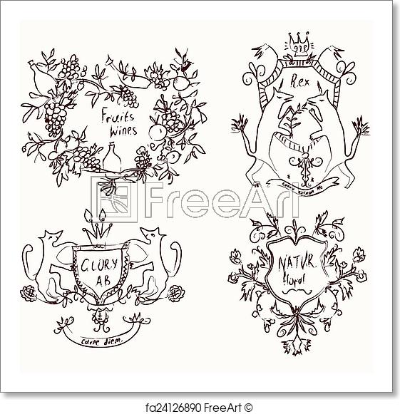 561x581 Free Art Print Of Coats Of Arms Set - Coat Of Arms Sketch