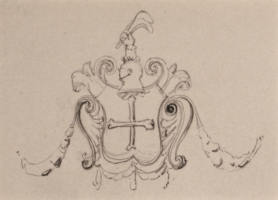 888x640 Original Arthur Heslop Drawing For Sale, Coat Of Arms - Coat Of Arms Sketch